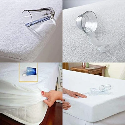 Image of Y H Yorkshire Homeware Waterproof Mattress Protector Single Cover Terry Toweling Bed Sheet