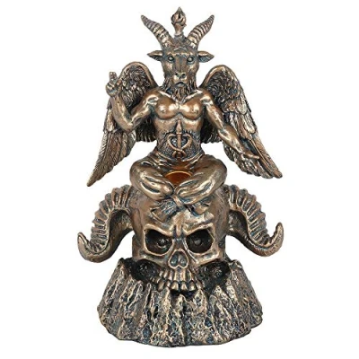 Image of Majestic Gold Baphomet LED Backflow Incense Burner 15.5cm x 13cm (1 Pc.) Unique &amp; Eye Catching Design Enhance Relaxation Meditation, Premium Resin Ideal for Artistic Home Decor