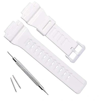 Image of OliBoPo Waterproof Natural Resin Replacement Watch Band for Casio SGW 300H AE 1200 W 800H AQ S800W S810W, White, Simple