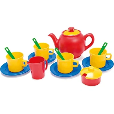 Image of Dantoy Tea Set in Net Role Play Sets for Children 17 Pieces Kids from 2 Years Toys Toy fun Multi Colours Plastic Dishwascher Safe Made Denmark