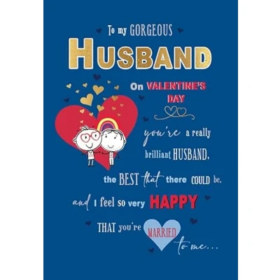 Image of Piccadilly Greetings Valentine&#039;s Day Card, to My Gorgeous Husband 9 x 6 inches