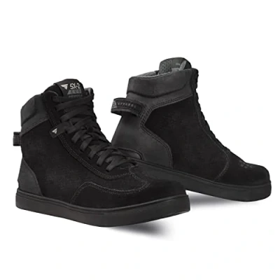 Image of SHIMA SX 2 EVO Motorbike Shoes for Men Breathable, Reinforced Leather Street Riding with Ankle Support, Anti Slip Sole, Gear Pad (Black, 8)