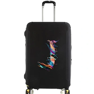 Image of initial letter Printed Design Travel Trolley Case Cover Protector Washable Suitcase Luggage Storage Covers for 18 28 inch (L (26 Luggage), Paint J)