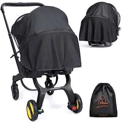 Image of Orzbow Universal Mosquito Net &amp; Sun Shade for Baby Car Seats,Breathable Blackout Blind Sleep Aid with Strong Support,Handle Open,Blocking 99% UV (UPF 50+)