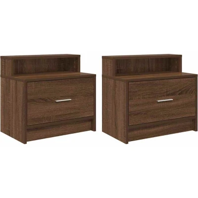 Image of vidaXL Bedside Cabinets with Drawer 2 pcs Brown Oak 51x31x47 cm