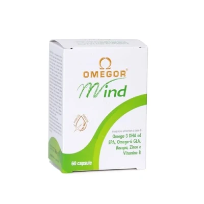 Image of OMEGOR® Mind Supplement for Memory and Cognitive Functions with Omega 3 DHA Bacopa Monnieri Extract, Borage Oil, zinc B Vitamins Molecular Distillation, rTG Form 60 Capsules