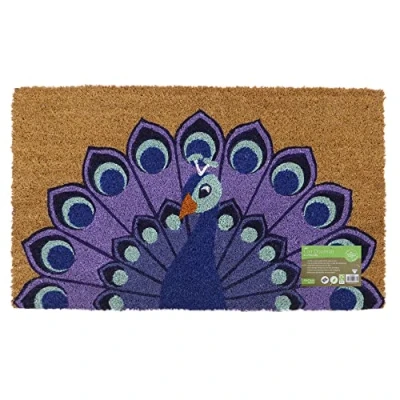 Image of JVL Eco Friendly Latex Backed Coir Door Mat, Peacock, Natural, 45 x 75 cm Approx., 02 882