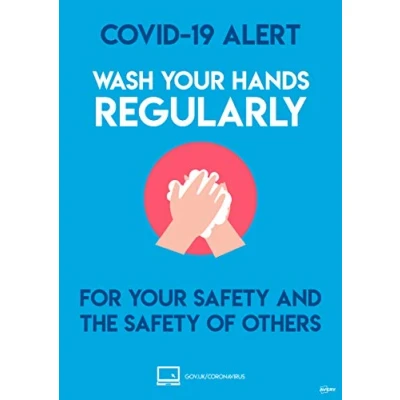 Image of Avery Wash Hands A4 Label Sign 297mm x 210mm, 2 self Adhesive Posters per Pack, COVWHA4