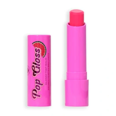 Image of I Heart Revolution Pop Gloss Balm, Hydrating Lip Balm With Glossy Finish &amp; Hint Of Colour, Vegan Cruelty Free, Watermelon Pink