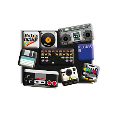 Image of Nostalgic Art 83070 Achtung Retro Wave Media, Magnet Set (9pcs)