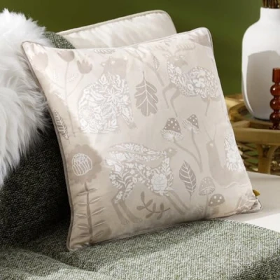 Image of furn. Nook Velvet Piped Feather Filled Cushion Natural Size 50 cm x
