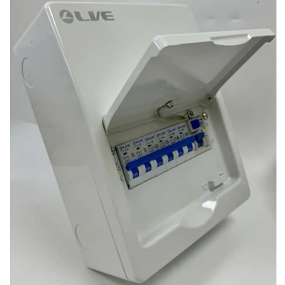 Image of LIVE 6 Way Metal Consumer Unit,8 Module,63Amp 30mA RCD, 2x6A, 2x16A, 2x32A MCBs