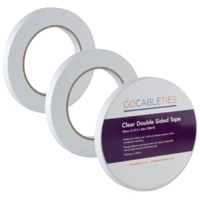 Image of Gocableties Clear Double Sided Tape, 12mm (1/2) x 33m, Strong Thin Sticky Tape for Craft, Scrapbooking and Mounting Photos, 3 Rolls