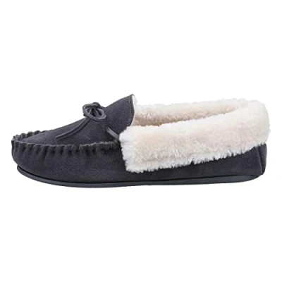 Image of Cotswold Sopworth Moccasin Slipper Womens Grey