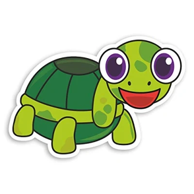 Image of 2 x 10cm Happy Turtle Vinyl Stickers Tortoise Cartoon Laptop Sticker #20788 (10cm Wide)