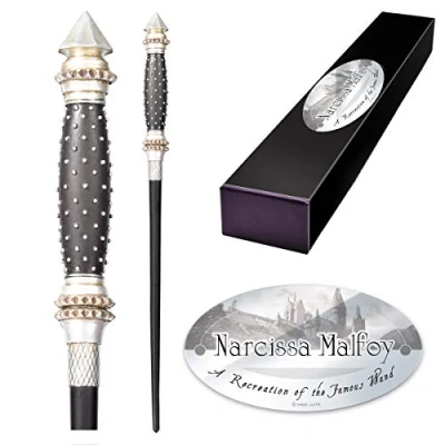 Image of The Noble Collection Narcissa Malfoy Character Wand 14in (35cm) Wizarding World With Name Tag Harry Potter Film Set Movie Props Wands