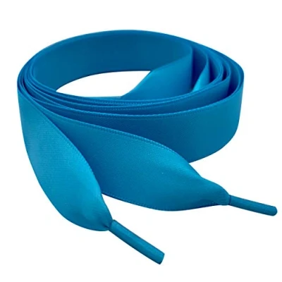Image of Pimp My Shoes Turquoise Coloured Satin Ribbon Shoelaces Ideal For Trainers Sneakers Boots (120cm 5 6 eyelets)
