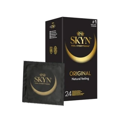 Image of SKYN Original (Pack of 24): Latex Free Condoms for Men, Regular Size Condoms, SKYNFEEL Technology, Thin Smooth Surface, Lubricated, 53mm Nominal Width [Packaging May Vary]