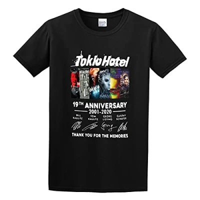Image of JinQi Tokio Hotel 19Th Anniversary 2001 2020 Thank You for The Memories 100% Cotton Tshirts Men Medium Black