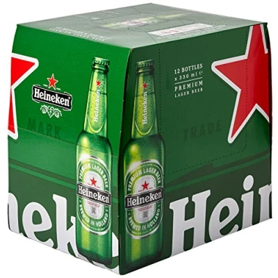 Image of Heineken Beer Lager Blonde, Gold 5% Glass Bottle 330 ml x 12