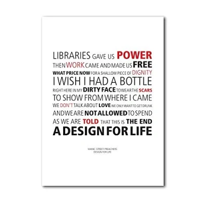 Image of Libretto Designs MANIC STREET PREACHERS Design For Life Print with lyrics