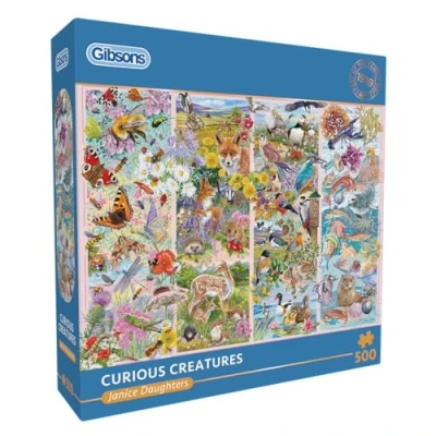 Image of Gibsons Curious Creatures 500 Piece Jigsaw Puzzle Beautiful Colourful Wildlife Botanical Nature Sustainable for Adults Teens Premium 100% Recycled Board Great Gift Games