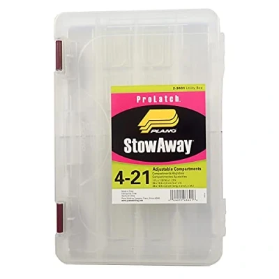 Image of PLANO ProLatch 3600 StowAway Thin,Fishing Tackle Box, Plastic Storage Organizer Box with Removable Dividers, Tray for Crankbaits, Softbaits and hooks, other fishing equipment