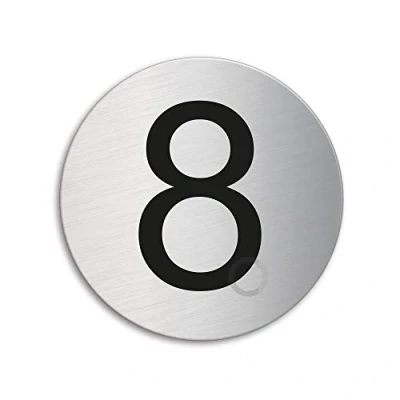 Image of Round room house mailbox number 8 brushed stainless steel no.39078