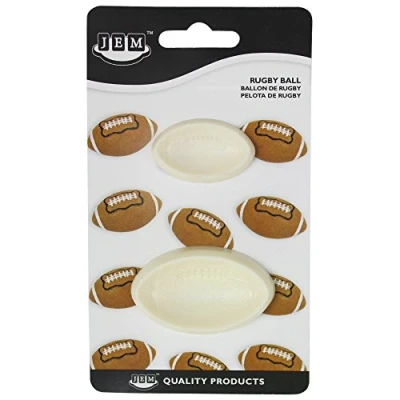 Image of JEM &quot;Pop It&quot; Rugby Ball Shaped Mould for Cake Decorating, Set of 2, Large / Small sizes, Off white