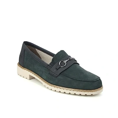 Image of Rieker 51860 14 Loafer Flat Suede Leather Shoes (Navy, UK Footwear Size System, Adult, Women, Numeric, Medium, 3)
