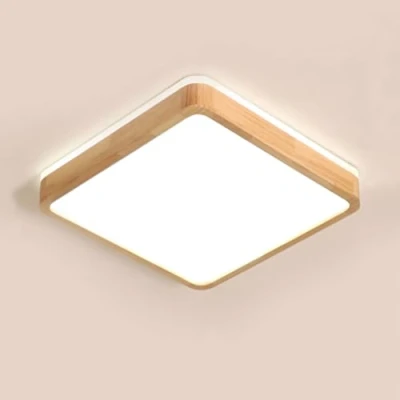 Image of YYUTLUO LED Ceiling Light Wood, Top 360 Glow Square Natural Wooden Lamp 4500K White, 18W 1600lm Living Room, Kitchen, Dining Hallway, Home, Office, Children&#039;s Study (Ø30cm)