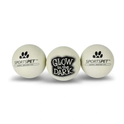 Image of SPORTSPET High Bounce Natural Rubber Dog Balls Glow in the Dark 3 Pack (60mm)