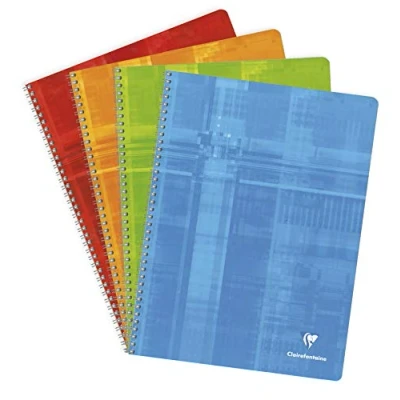 Image of Clairefontaine Ref 8352C Wirebound Notebook (90 Sheets) A4+ in Size, Squared Ruling, 90gsm Brushed Vellum Paper, Laminated Card Cover Random Colour