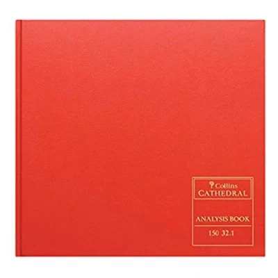 Image of Collins Debden Ltd 061381 150 Series Cathedral Analysis Book, 32 Cash Columns, 297 x 315 mm, 96 Pages,Red