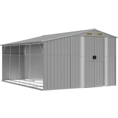 Image of vidaXL Garden Shed Grey 277x365.5x179 cm Galvanised Steel
