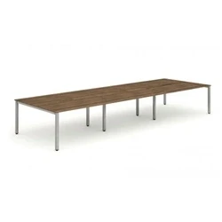 Image of Evolve B2B Silver Frame Bench Desk 1200 Walnut (6 Pod) BE297