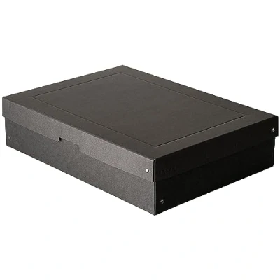 Image of FALKEN Original PureBox Black Made in Germany 100 mm High DIN A3 Storage Box with Lid of Sturdy Recycled Cardboard Blue Angel Vegan Gift Transport Multi Purpose