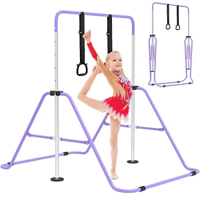 Image of EVERYMILE Gymnastics Bars, Junior Training Kip Bar Equipment for Home,Adjustable Height Folding Horizontal with Gymnastic Rings