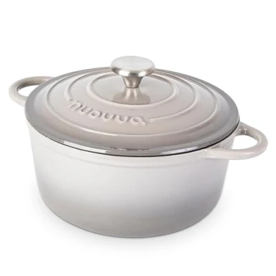 Image of Cast Iron Pot with Lid Non Stick Ovenproof Enamelled Casserole Pot, Oven Safe up to 500 F Sturdy Dutch Cookware Grey, 5 Quart, 24cm by Nuovva