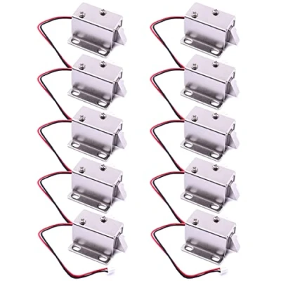 Image of ATOPLEE Electromagnetic Solenoid Lock,10pcs Mini DC 12V 0.43A Door Drawer Tongue Down Slim Design Assembly Magnetic Lock for Cabinet Drawer,27X29X18mm