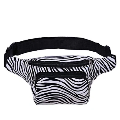 Image of One BFD Fanny Pack Waist Bumbag Bum Bag Running Belt for Ladies Men Kids Festival Causal Holiday Wipe Clean Adjustable Strap (Zebra PU Bumbag)