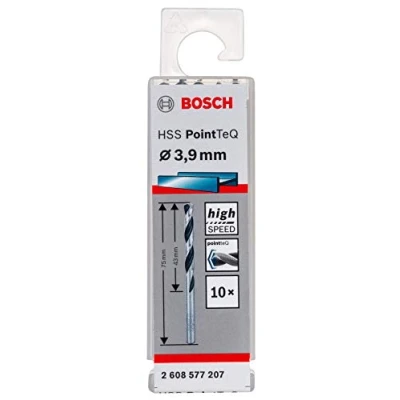 Image of Bosch Professional 10 Piece PointTeQ HSS Twist Drill Bit (for Metal, 3.9 x 43 75 mm, Driver Accessories)