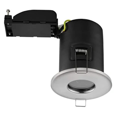 Image of Luceco IP65 Fixed Fire Rated GU10 Downlight, Brushed Steel