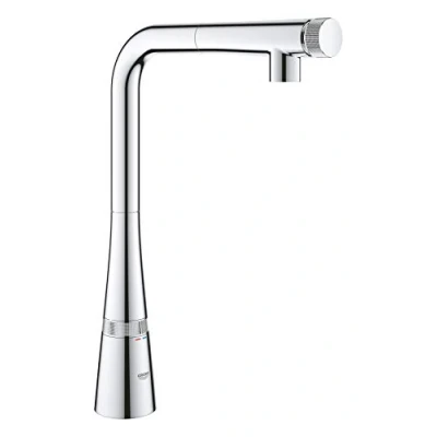 Image of GROHE Zedra Smartcontrol Kitchen Tap High L Shape with Pull Out Spray Head, 140 Swivel Range, Chrome Finish Water Saving 31593002