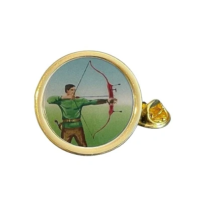 Image of Archery (C) Gold Plated Domed Lapel Pin Badge in Gift Bag