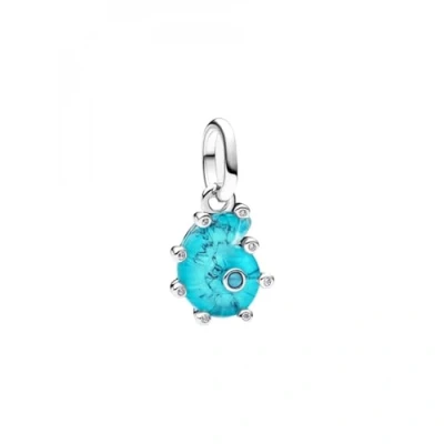 Image of Pandora Silver Blue Murano Glass Sea Snail Dangle Charm