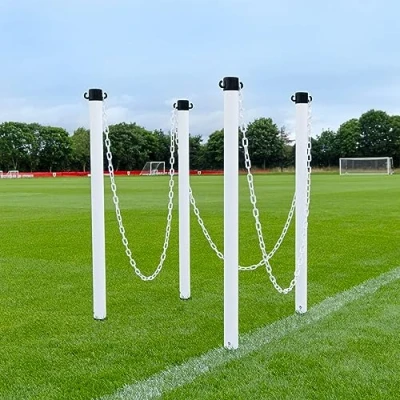Image of FORZA Crowd Barrier Post &amp; Chain Set Ground Spike 5 Colors Available 6mm or 8 mm (6mm, White Chains Posts)
