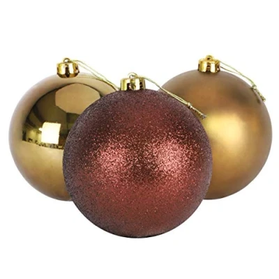 Image of Christmas Concepts® 3 150mm Extra Large Baubles Shiny, Matte &amp; Glitter Design Decorations (Chocolate)