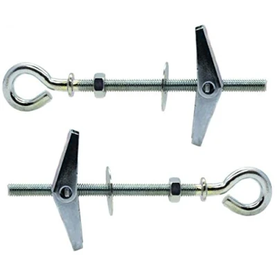 Image of M5 x 75mm Butterfly Anchors Spring Toggles with Closed Hook for Plasterboard Hollow Wall Fixings (Pack of 2)