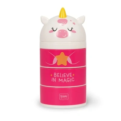 Image of LEGAMI Desk Organiser, Organiser with 3 Side Opening Drawers, Top Compartment Sliding Closure, Unicorn Motif